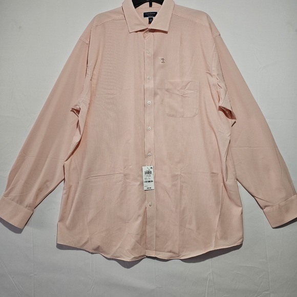 Club Room Men's Regular Fit Traveler Fine Stripe Orange Dress Shirt XXL 18 36/37 - Picture 3 of 6